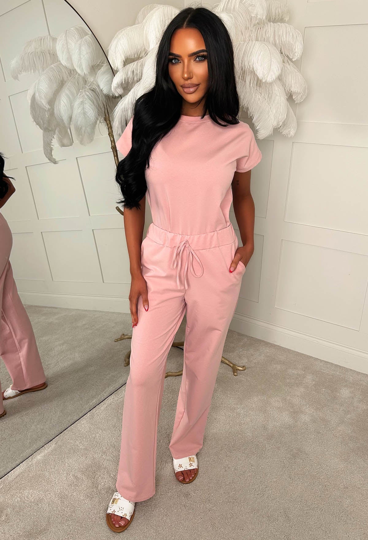 Chilled Icon Pink Top & Straight Leg Jogger Loungewear Set - Image 4