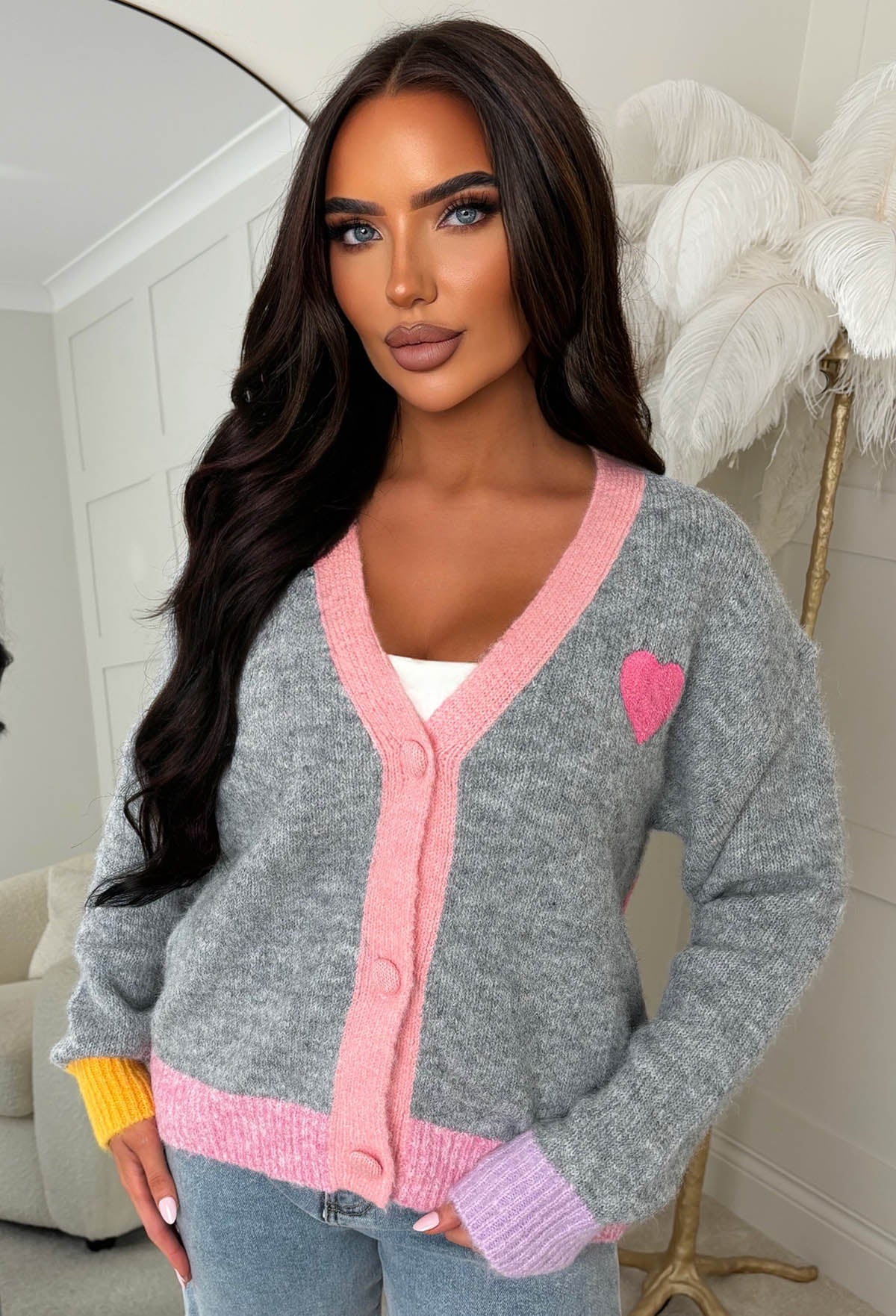 City Of Angels Grey Slogan Back Cardigan - Image 3
