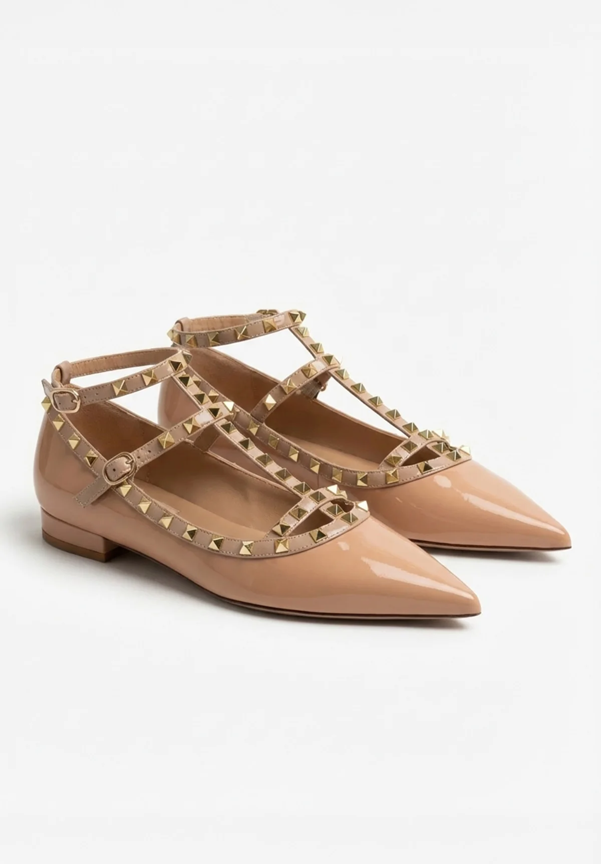 Classy Girl Blush Pink Studded Flat Ballet Shoes - Image 2