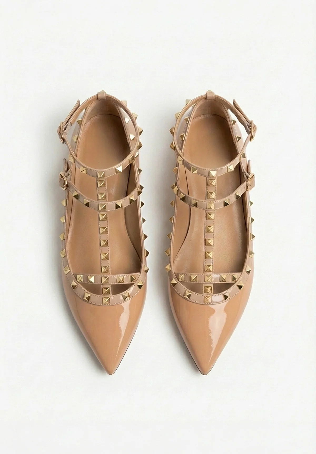 Classy Girl Blush Pink Studded Flat Ballet Shoes - Image 3