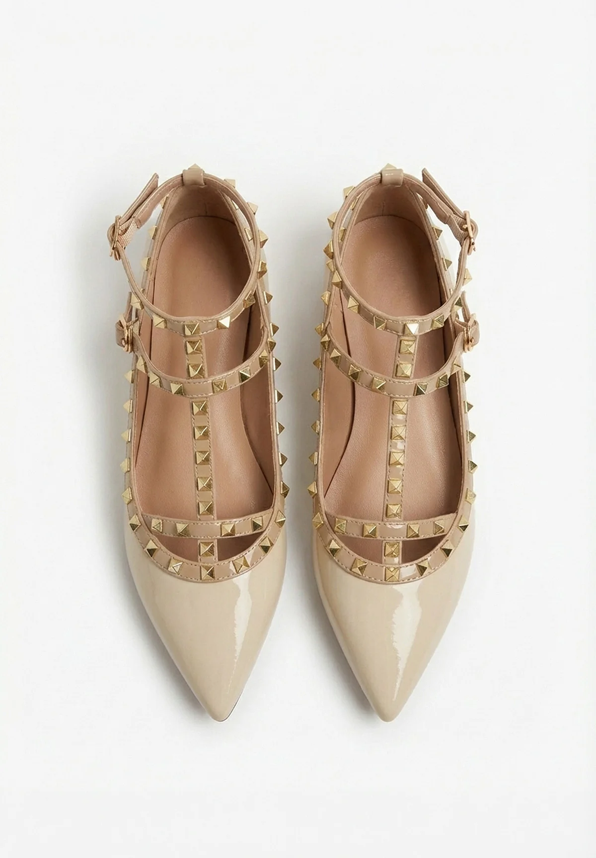 Classy Girl Cream Studded Flat Ballet Shoes - Image 3