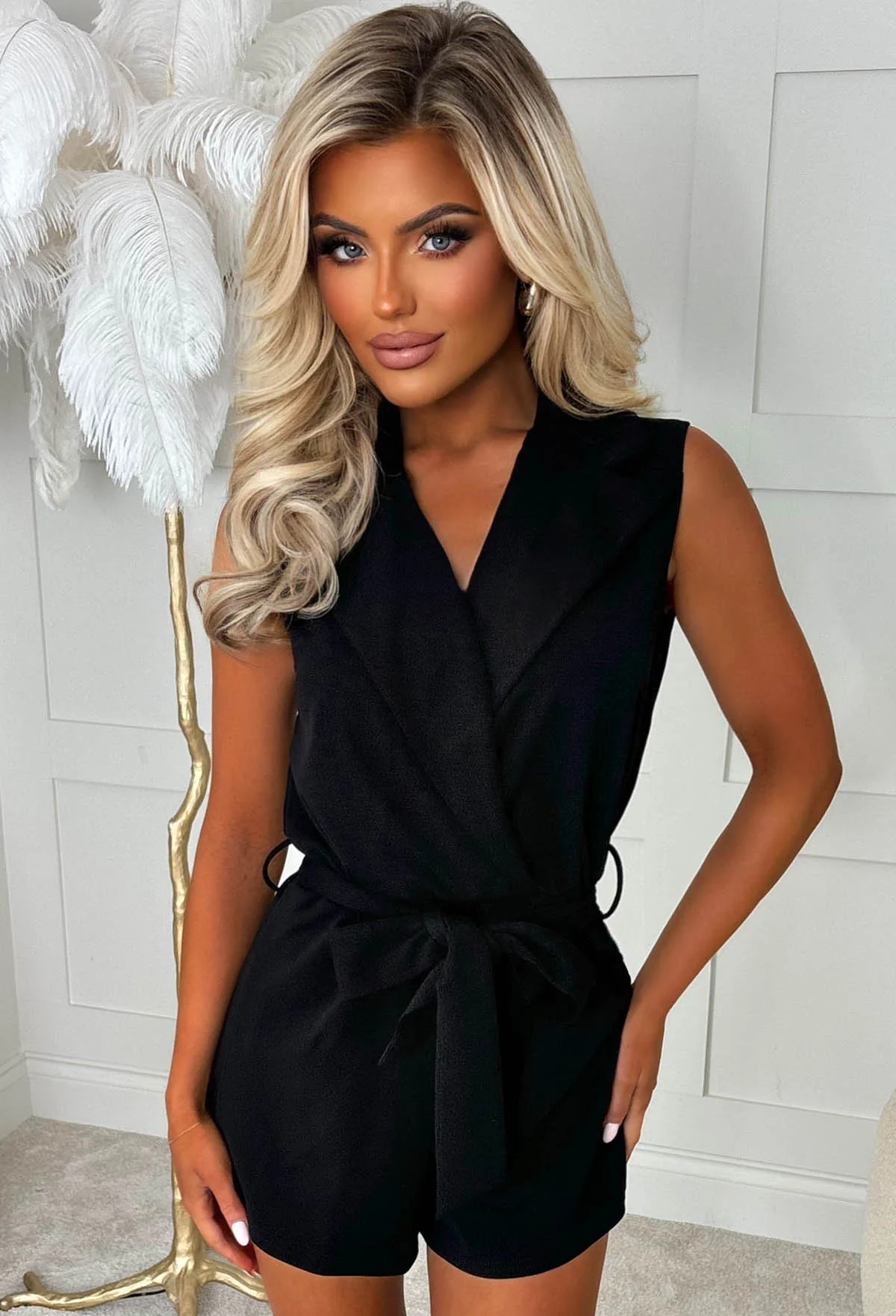 Collar Me Bad Black Belted Playsuit - Image 4