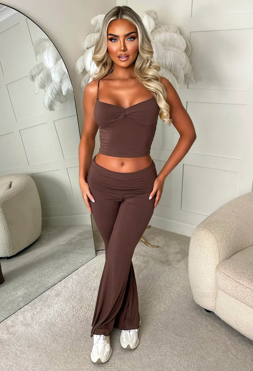 Comfort Core Chocolate Brown Jersey Loungewear Co-Ord Set - Image 2