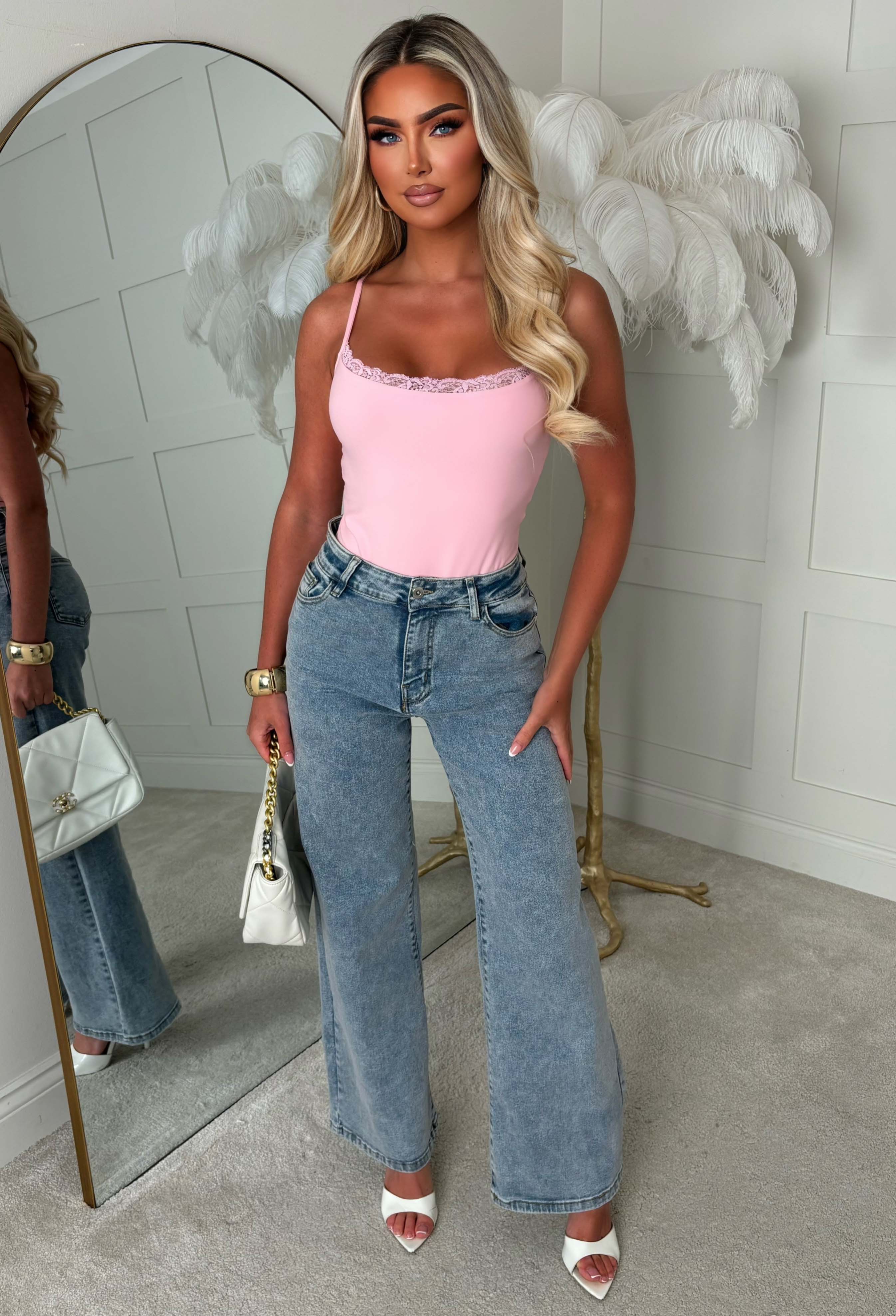 Contour Crush Pink Lace Hem Bodysuit - Image 4
