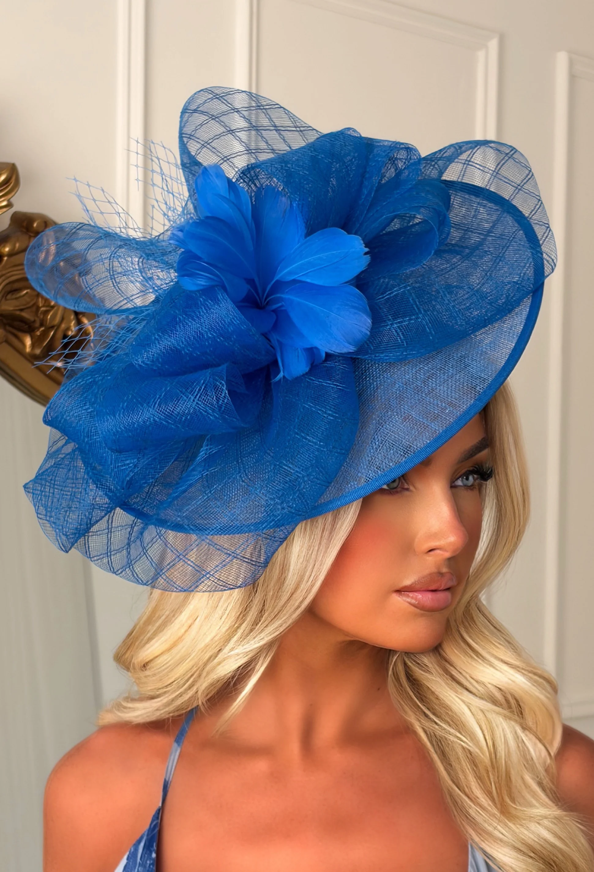 Cosmo Chic Cobalt Floral Bow Detail Fascinator - Image 2