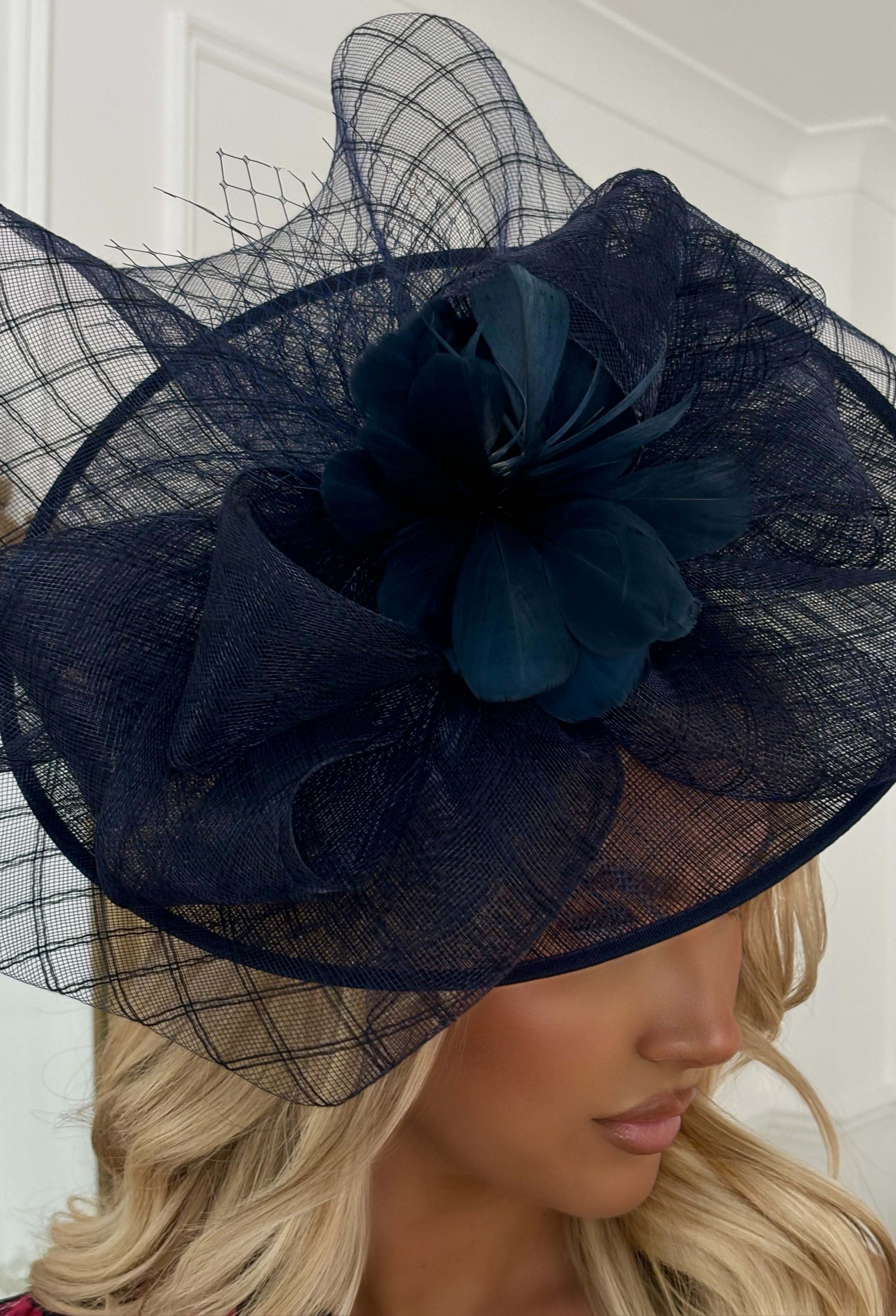 Cosmo Chic Navy Floral Bow Detail Fascinator - Image 3