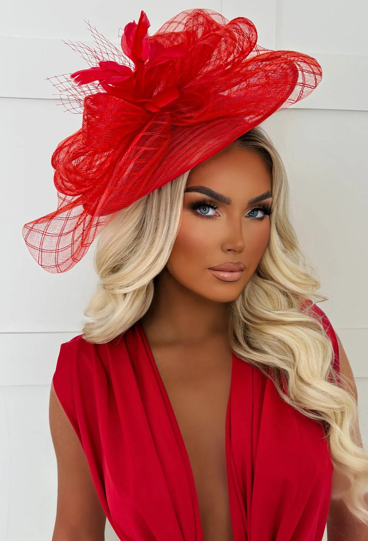 Cosmo Chic Red Floral Bow Detail Fascinator - Image 2