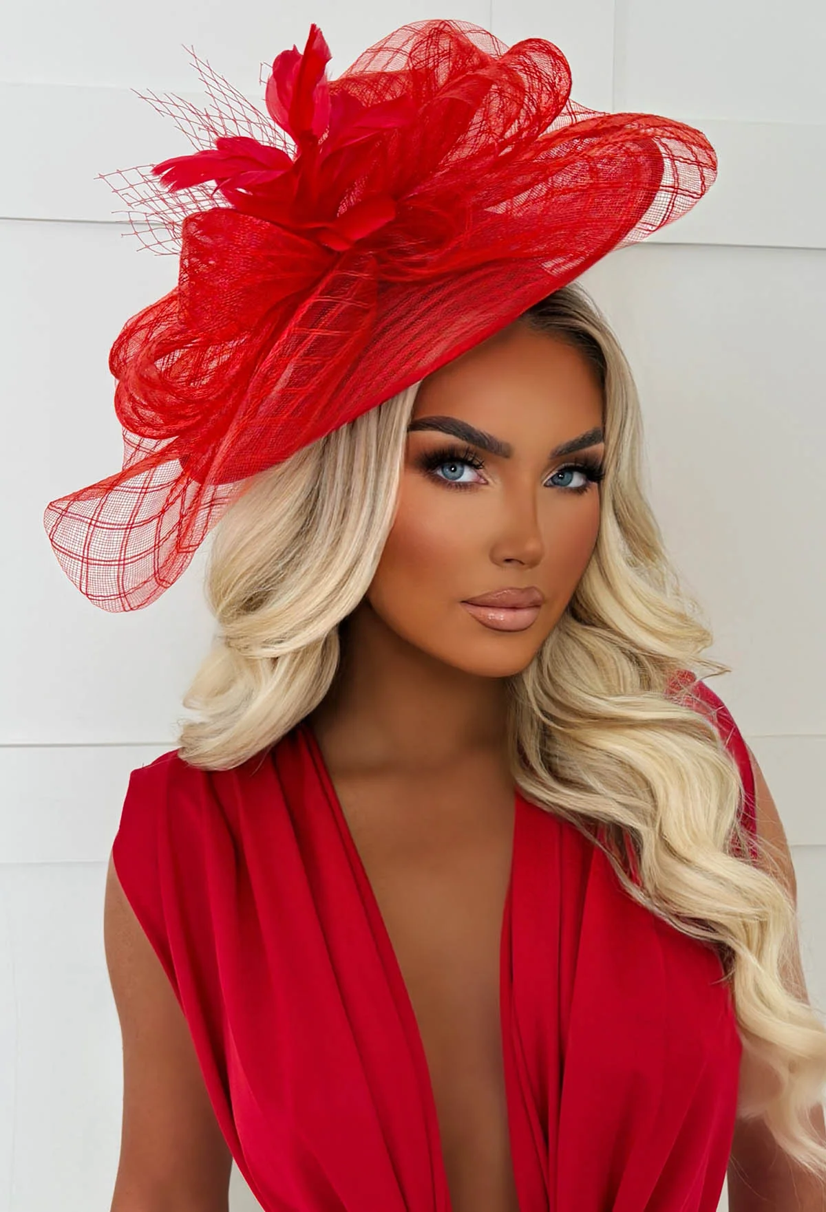 Cosmo Chic Red Floral Bow Detail Fascinator - Image 2