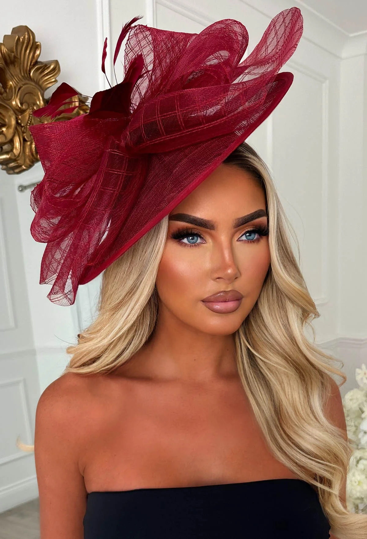 Cosmo Chic Wine Floral Bow Detail Fascinator