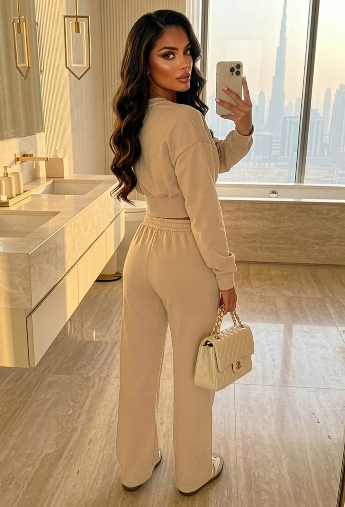 Cosy Love Cream Cinched Waist Lounge Co-Ord Set - Image 2