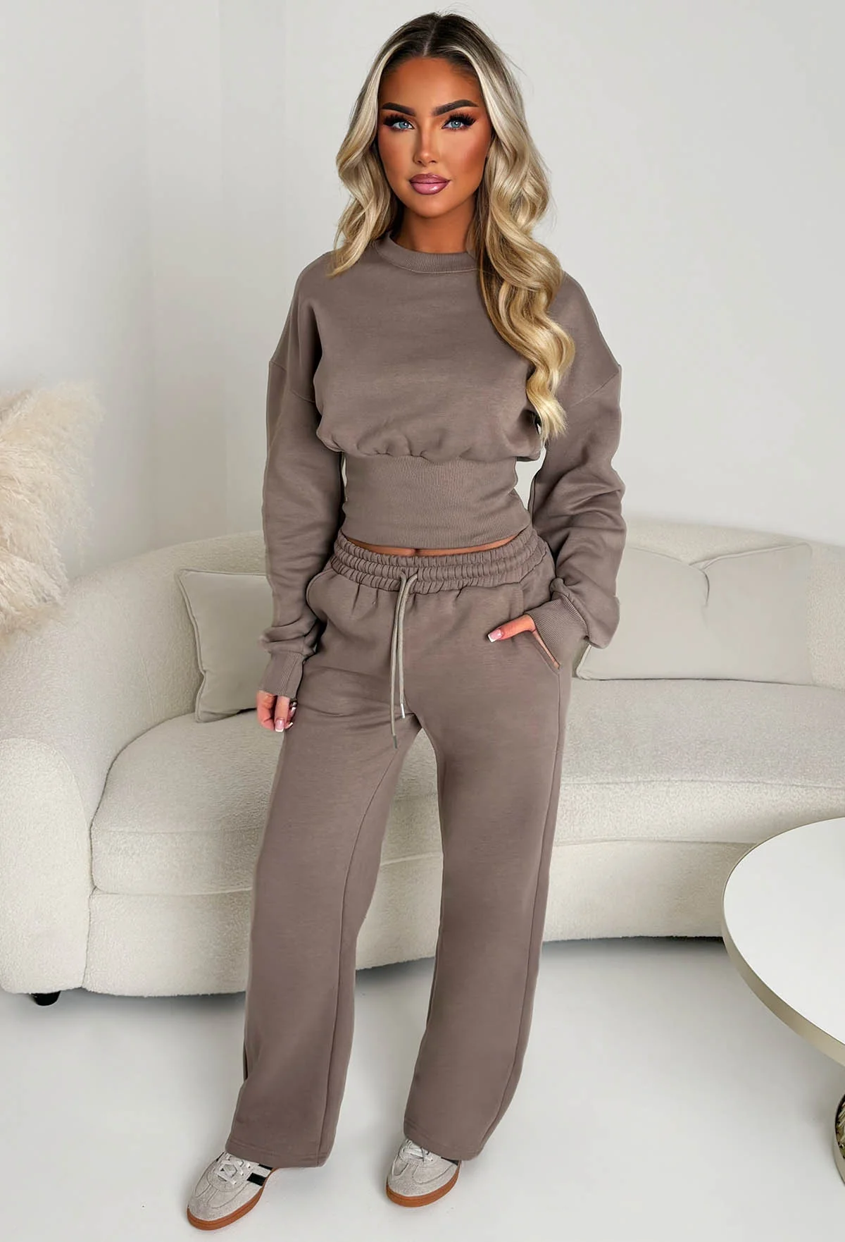 Cosy Love Mocha Cinched Waist Lounge Co-Ord Set