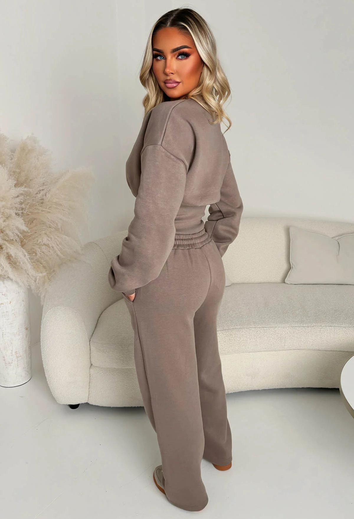 Cosy Love Mocha Cinched Waist Lounge Co-Ord Set - Image 2
