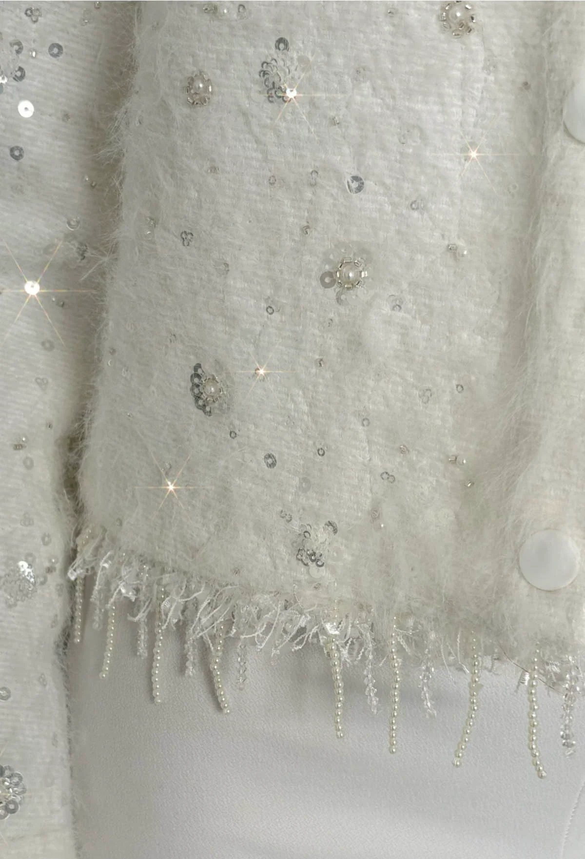Couture Crush Cream Sequin Tweed Jacket - Image 4