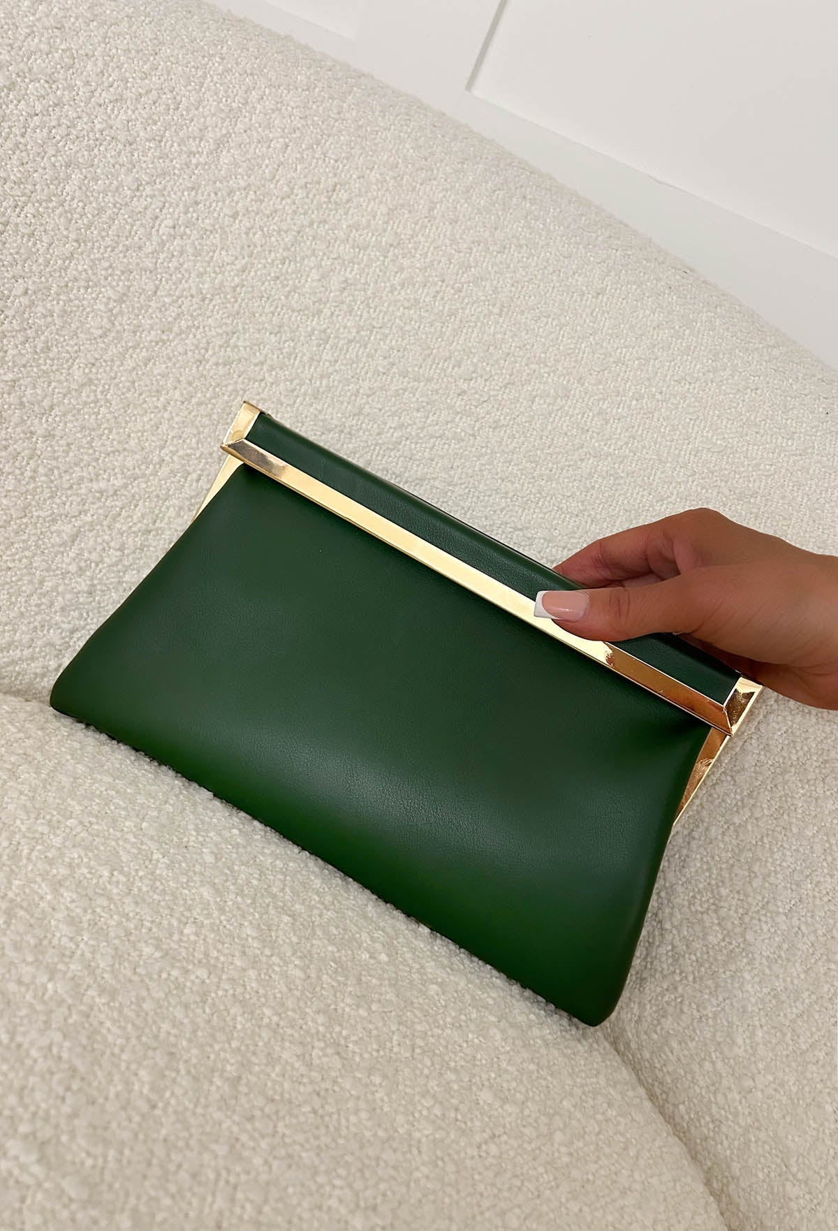 Couture Lifestyle Khaki Gold Trim Clutch with Chain Strap - Image 3