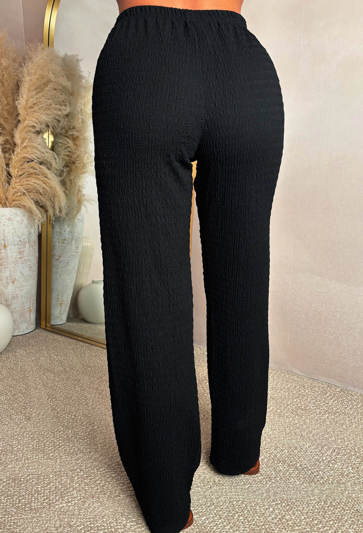 Crimson Crush Black Straight Leg Stretch Trousers - Image 4