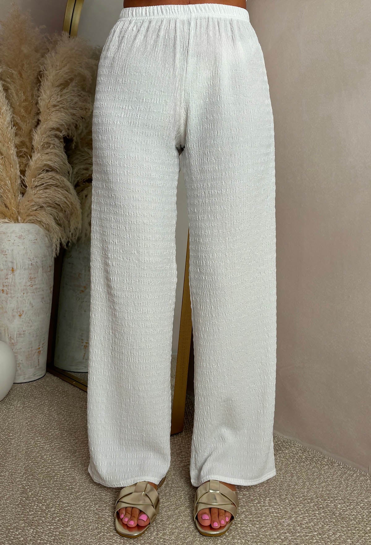 Crimson Crush Cream Straight Leg Stretch Trousers - Image 4
