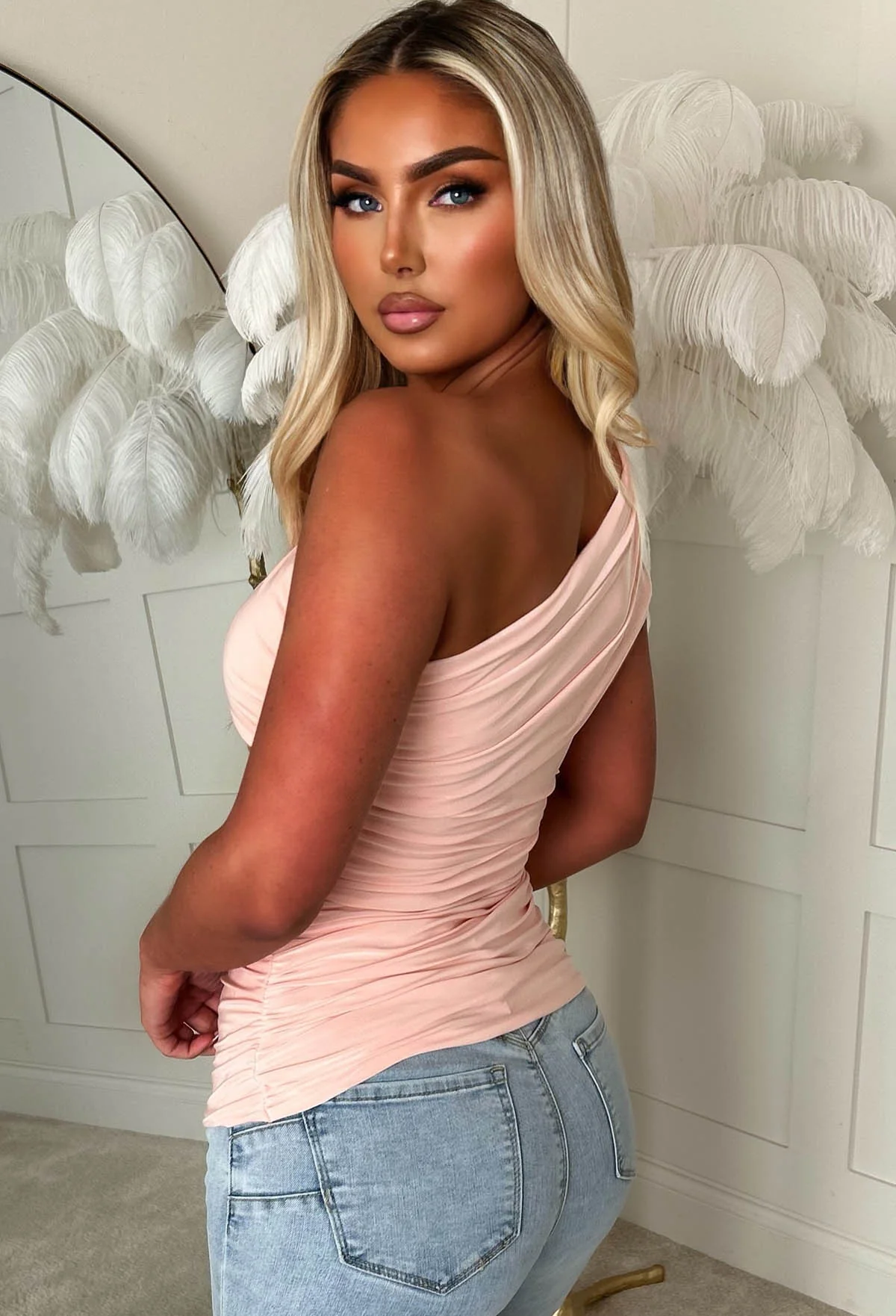 Crush Hour Pink One Shoulder Ruched Top - Image 2