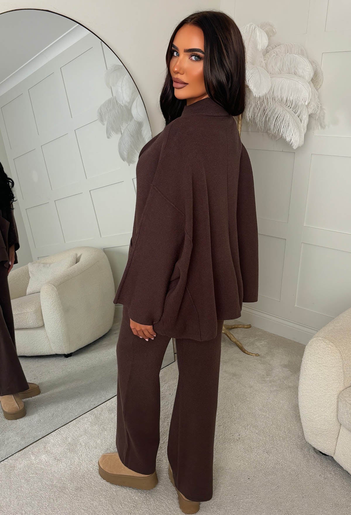 Cutest Cosies Brown Zip Up Batwing Knitted Set - Image 3