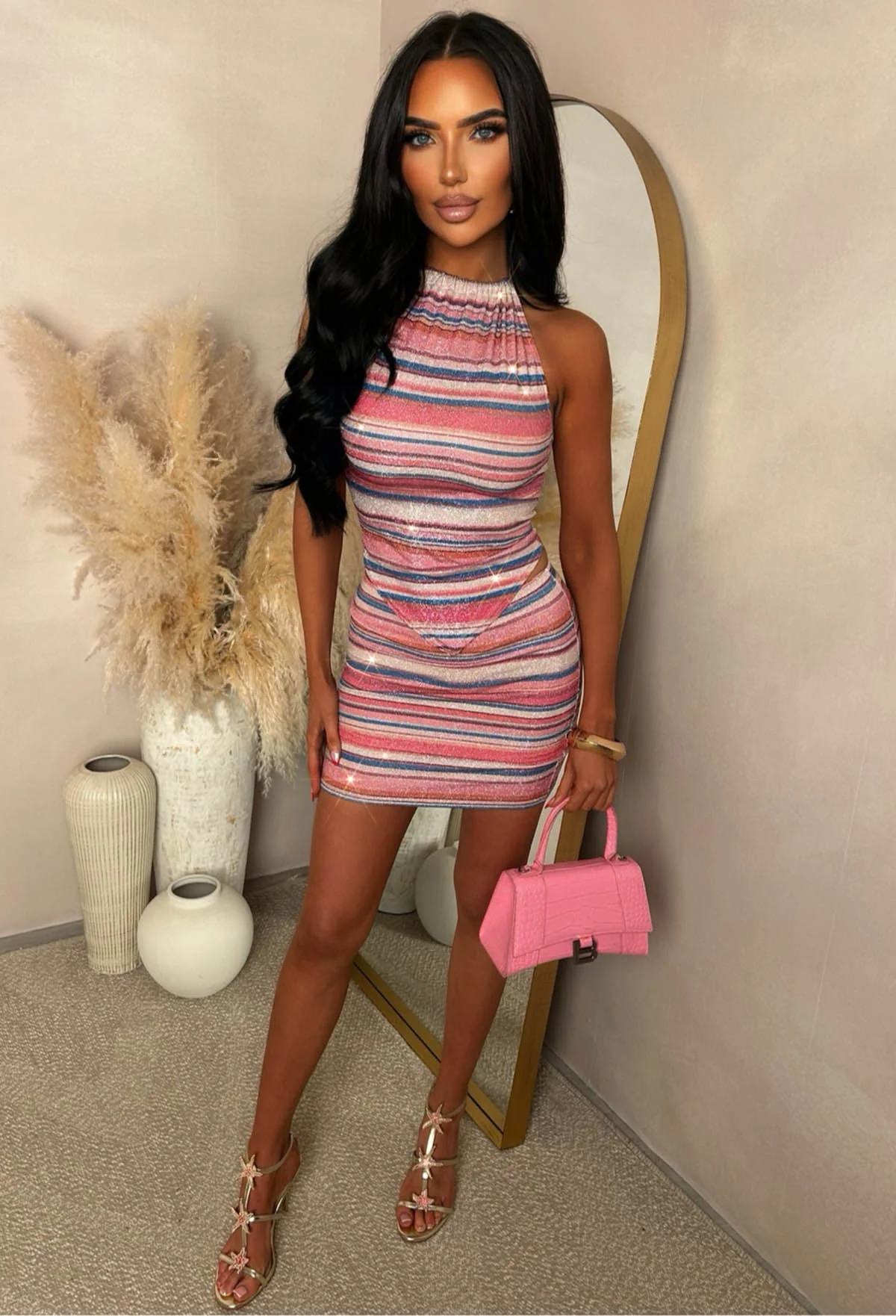 Dancing Forever Purple Lurex Striped Skirt Co-ord Set - Image 4