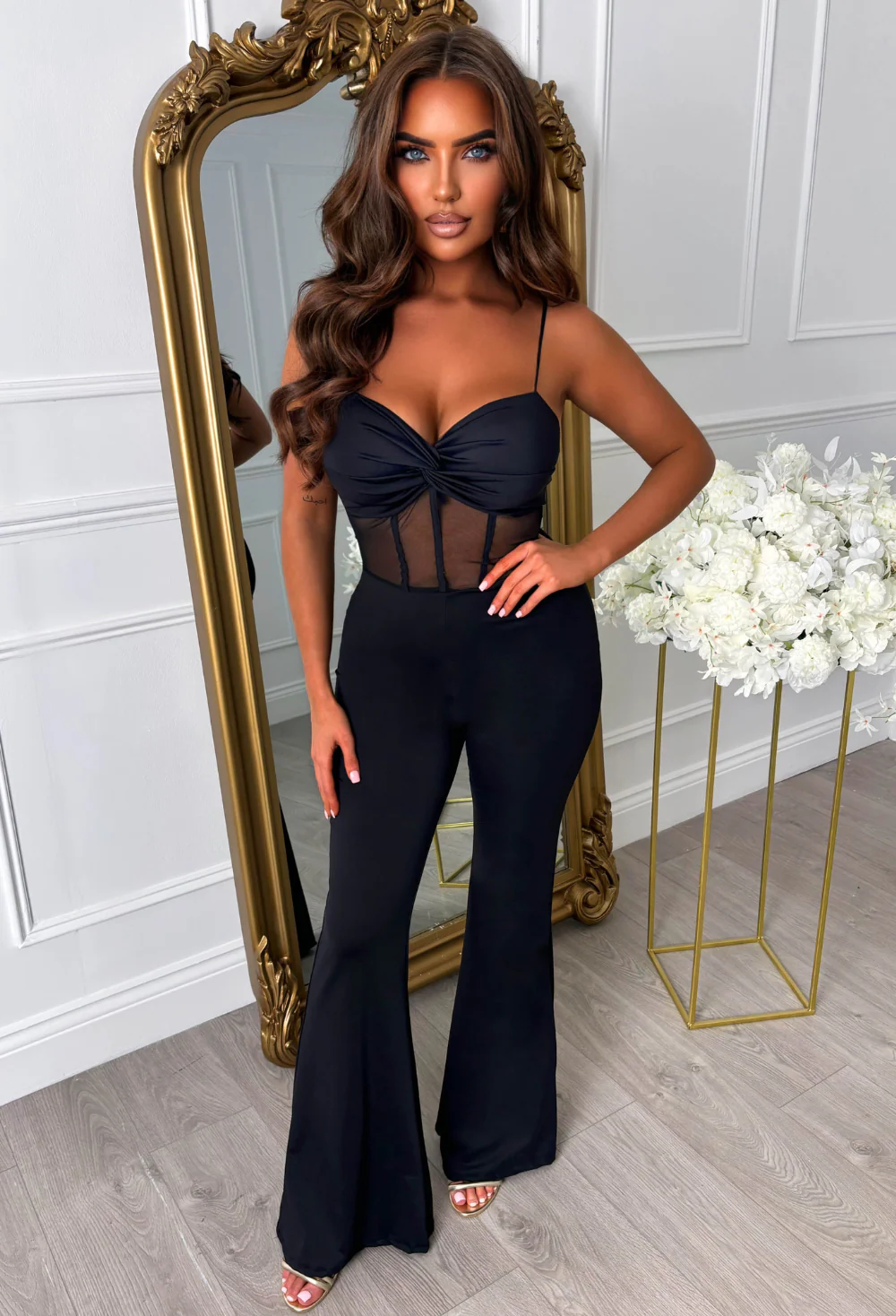 Dare To Bare Black Sheer Waist Jumpsuit - Image 3