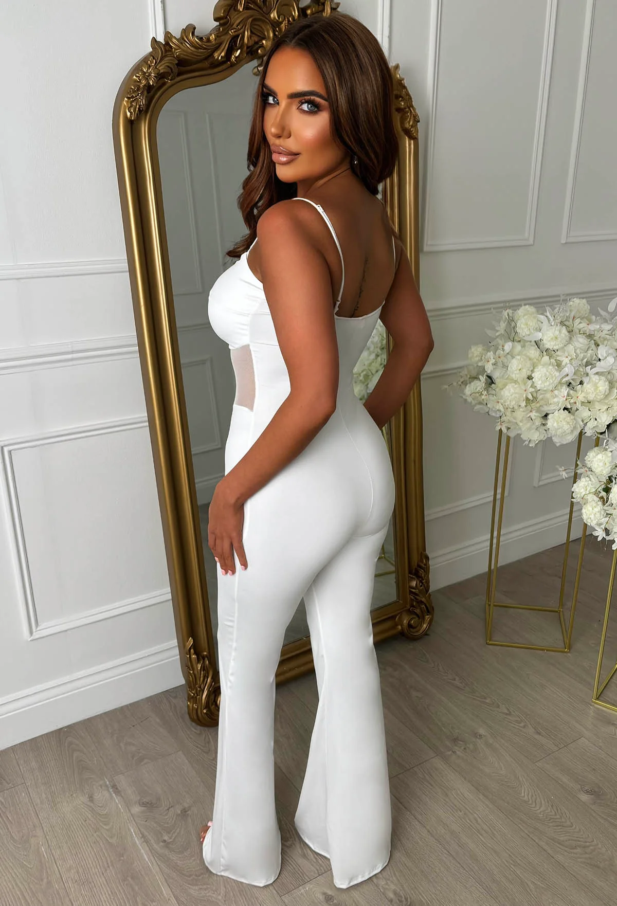 Dare To Bare White Sheer Waist Jumpsuit - Image 2