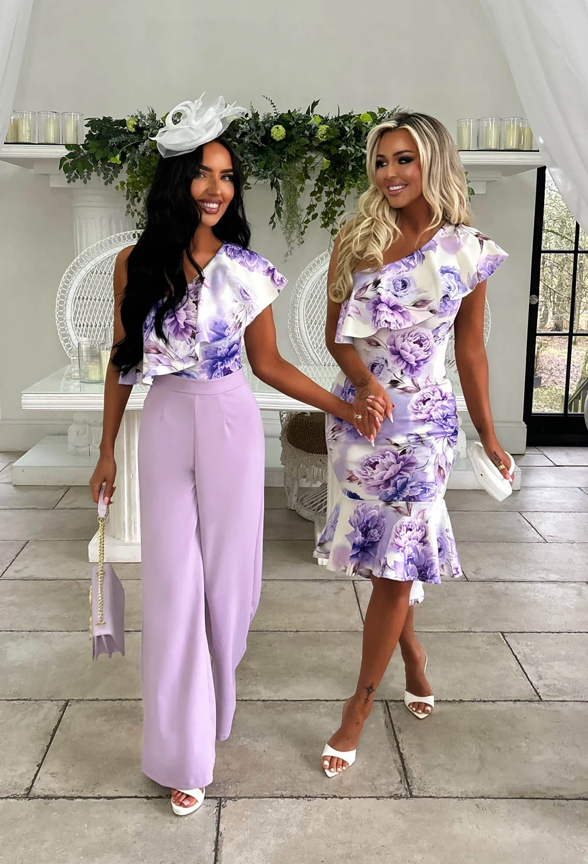Darling Daydream Lilac Floral Asymmetric Ruffle Midi Dress - Image 4