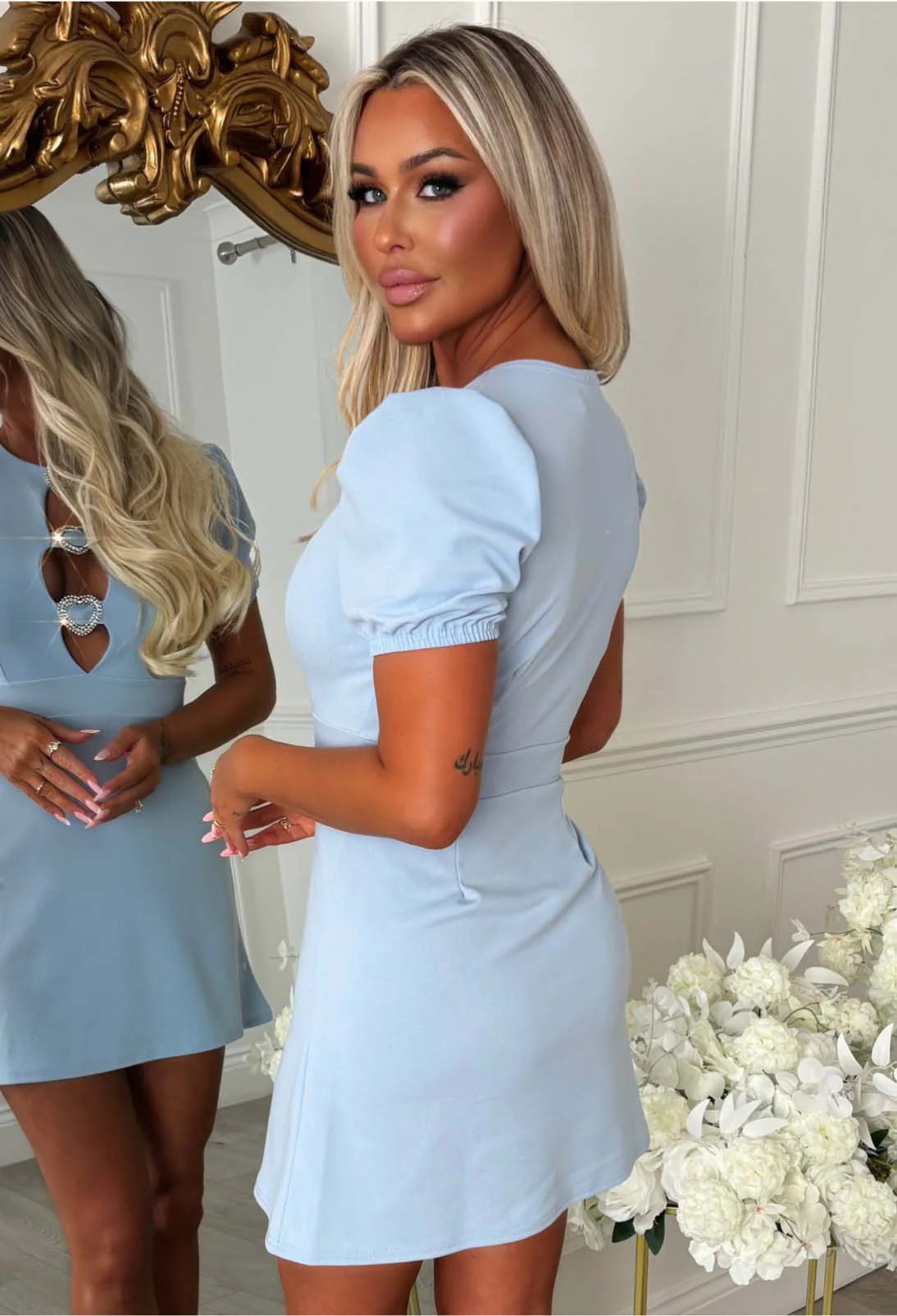 Darling Days Blue Diamante Heart Front Dress - Image 2