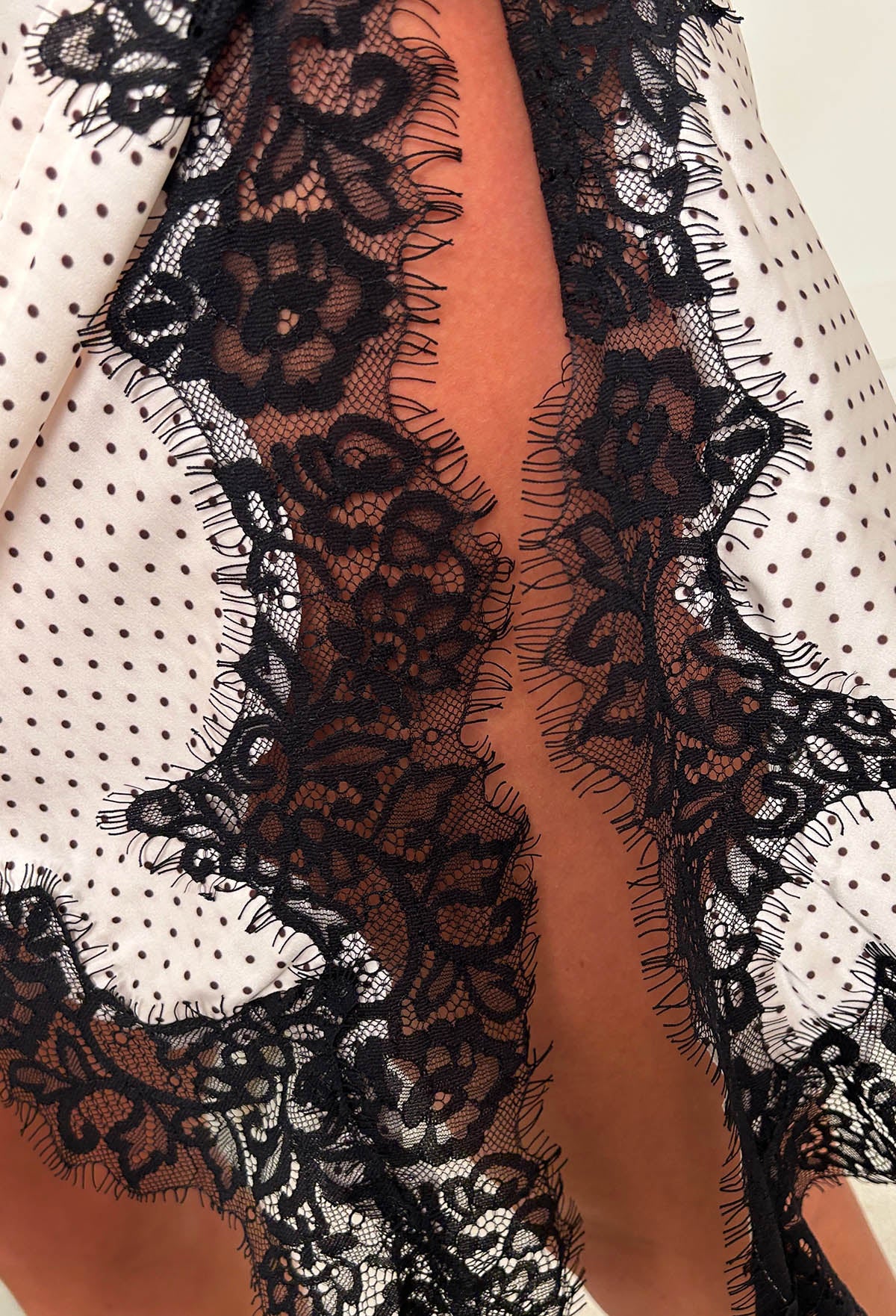 Darling Luxe Monochrome Polka Dot Satin Cami Midi Dress - Image 4