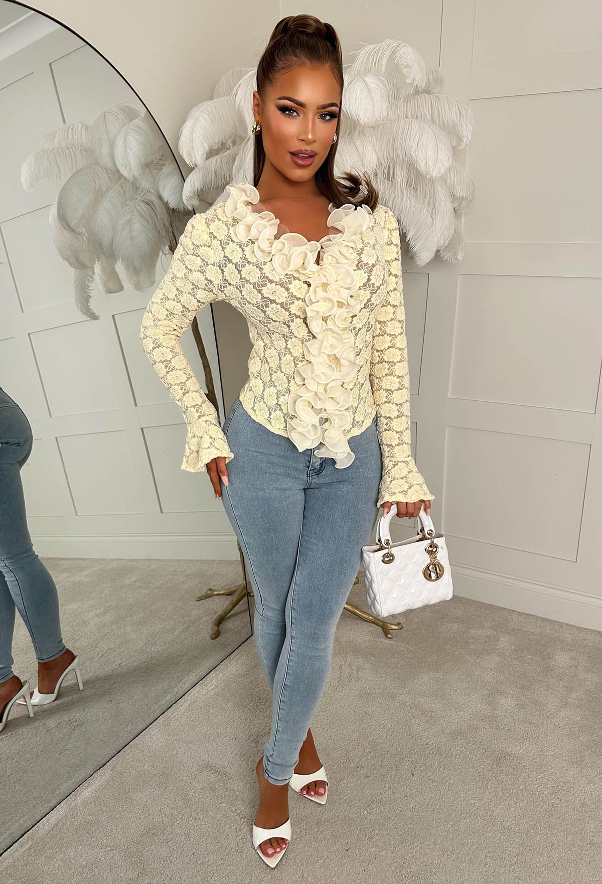 Delicate Desire Yellow Ruffle Lace Top - Image 4