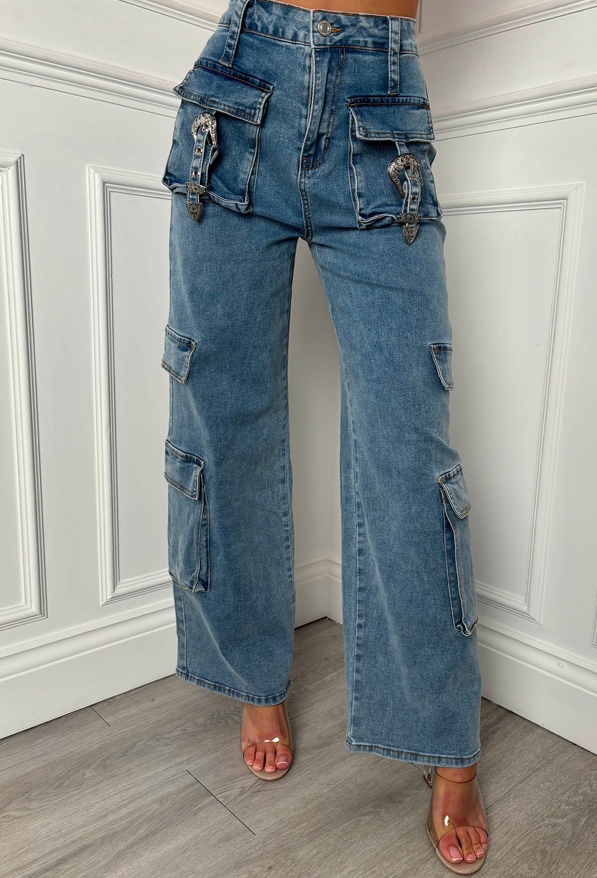 Denim Darling Mid Blue Cargo Co-Ord Set - Image 6