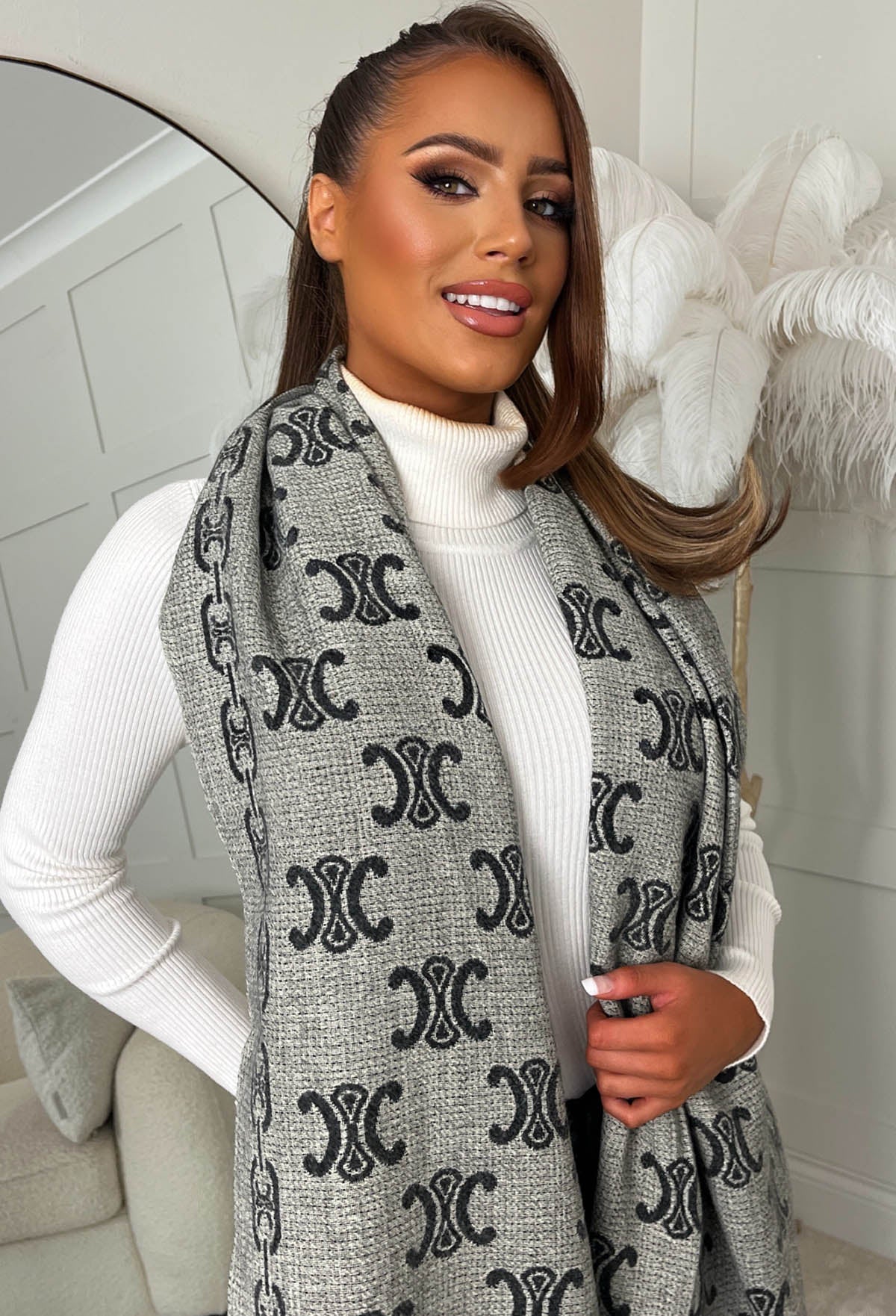 Designer Lover Black Printed Scarf - Image 3