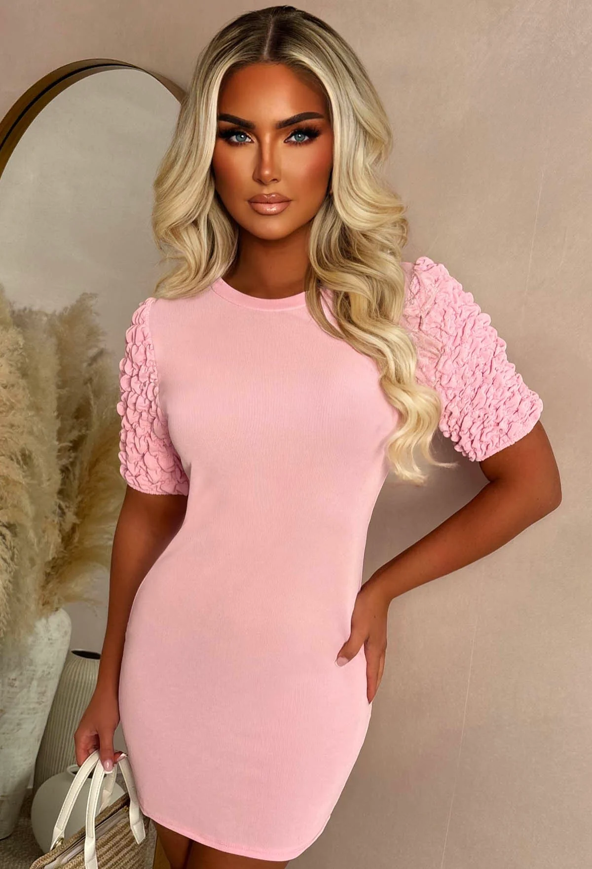 Doll House Pink Frilly Sleeve T Shirt Dress