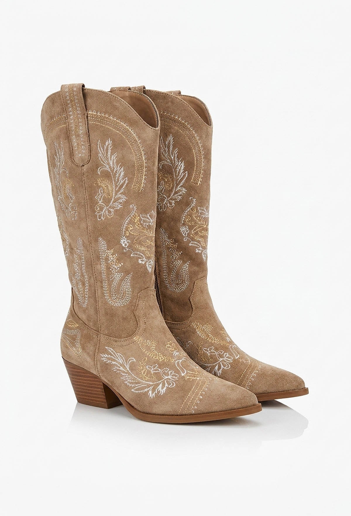 Dorothy Taupe Embroidered Cowboy Boots - Image 2