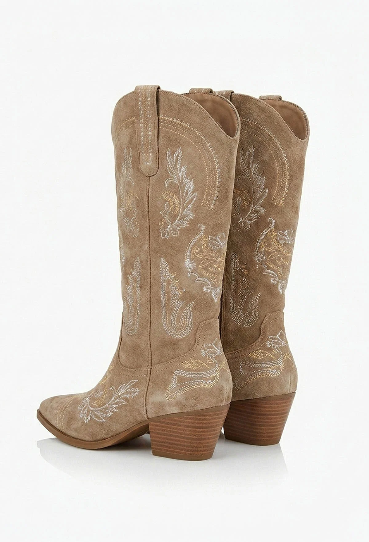 Dorothy Taupe Embroidered Cowboy Boots - Image 3