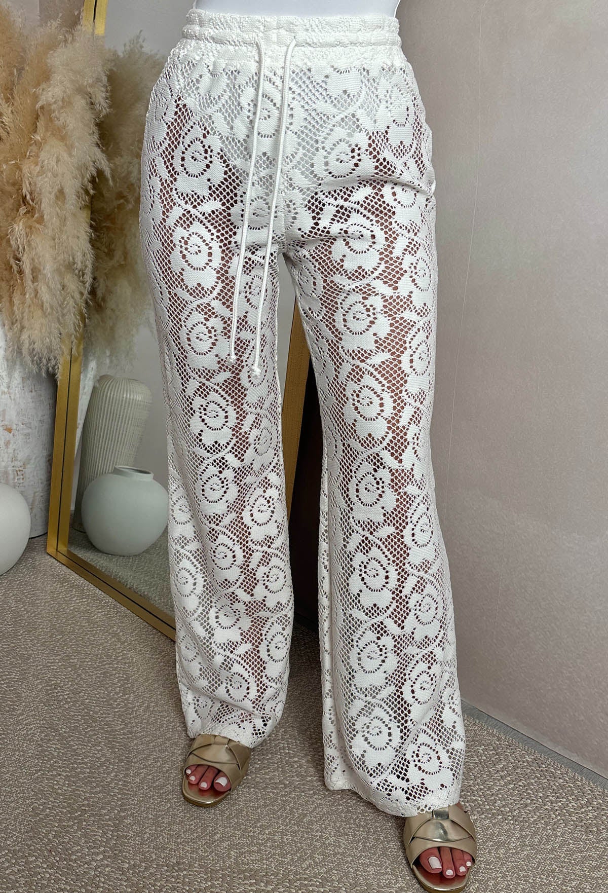 Dream Rush Cream Straight Leg Lace Trousers - Image 5