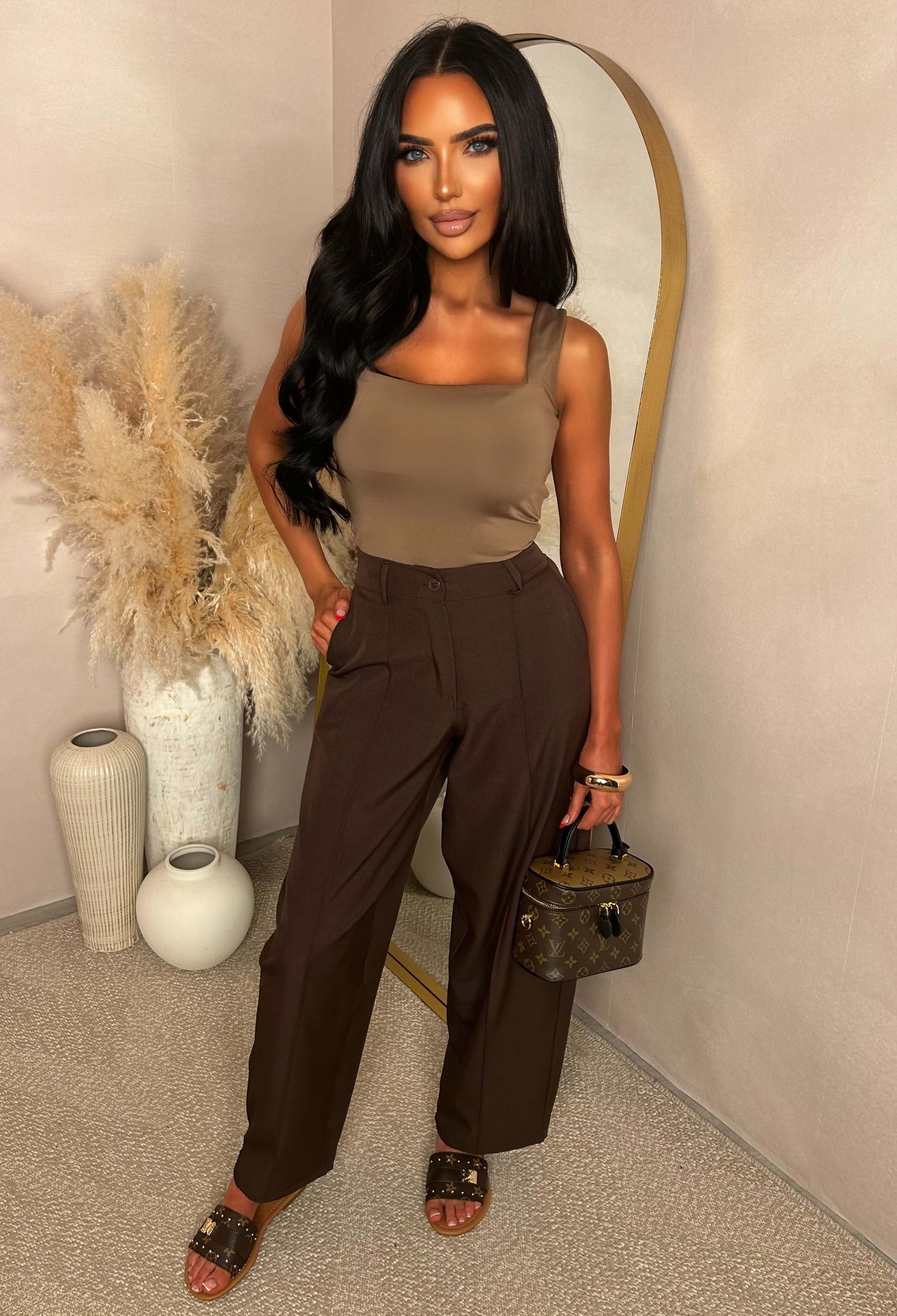 Dress For Success Brown Barrel Fit Elasticated Waistband Trousers - Image 2