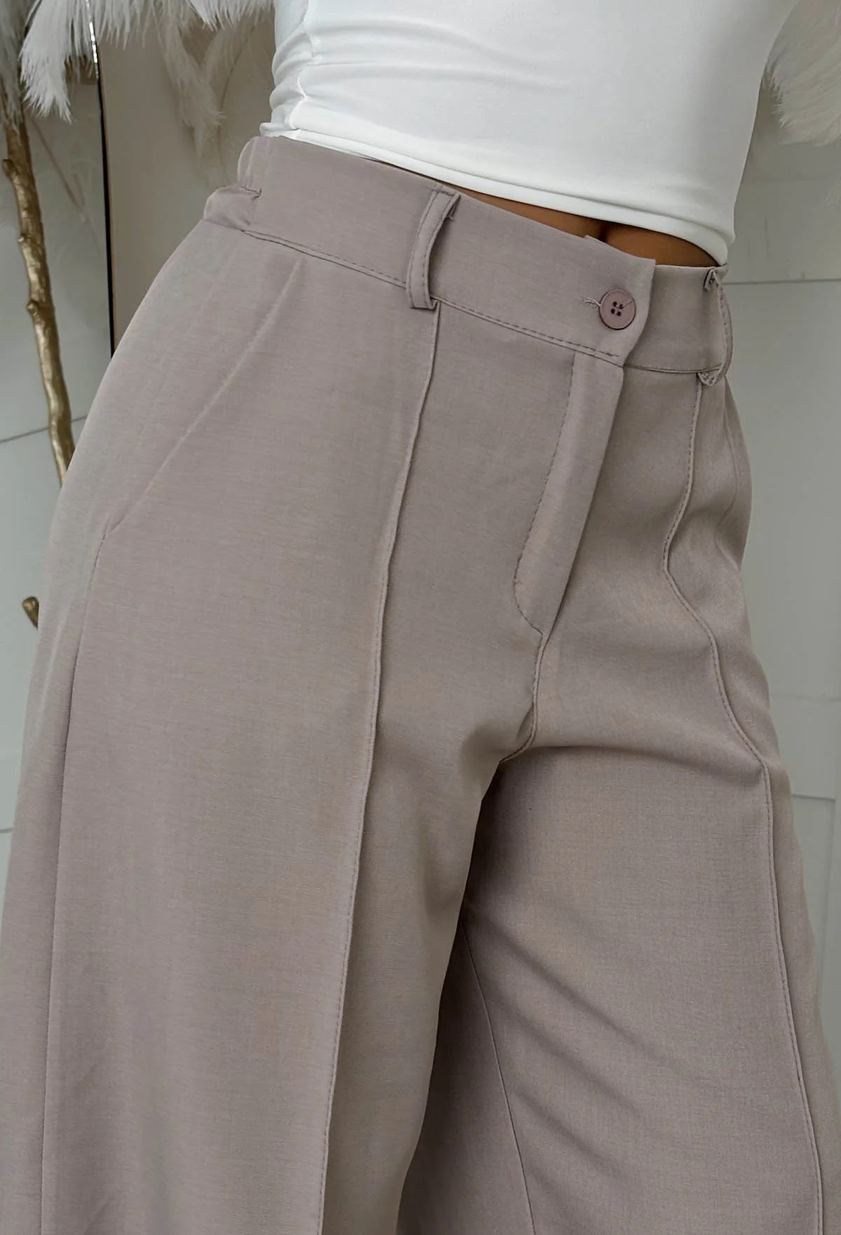 Dress For Success Mocha Barrel Fit Elasticated Waistband Trousers - Image 3