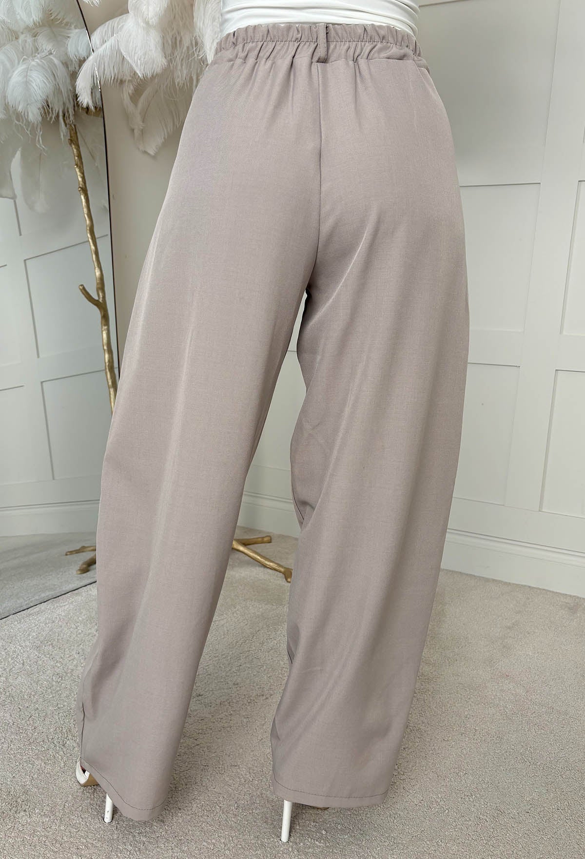 Dress For Success Mocha Barrel Fit Elasticated Waistband Trousers - Image 4