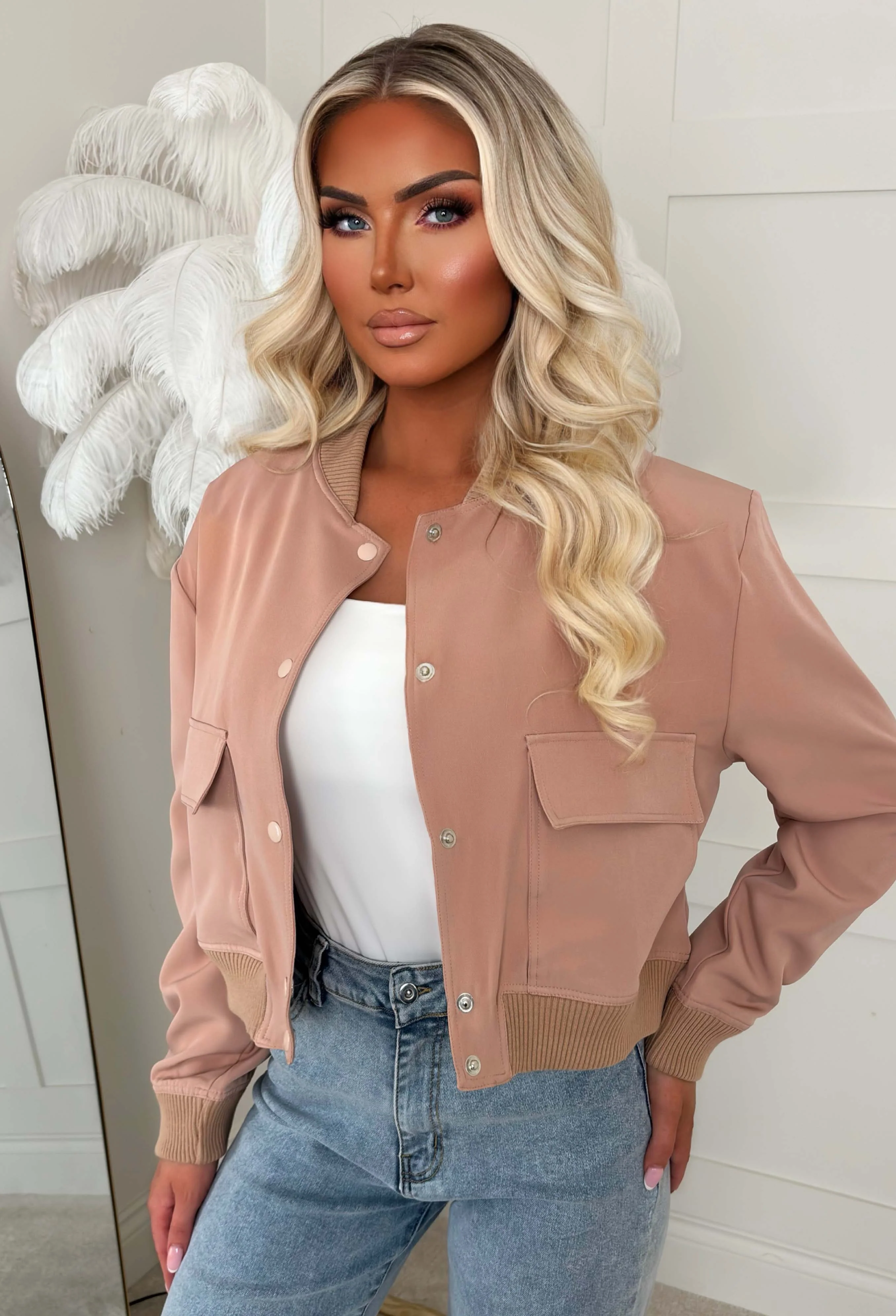 Essential Icon Pink Cropped Bomber Jacket - Image 4