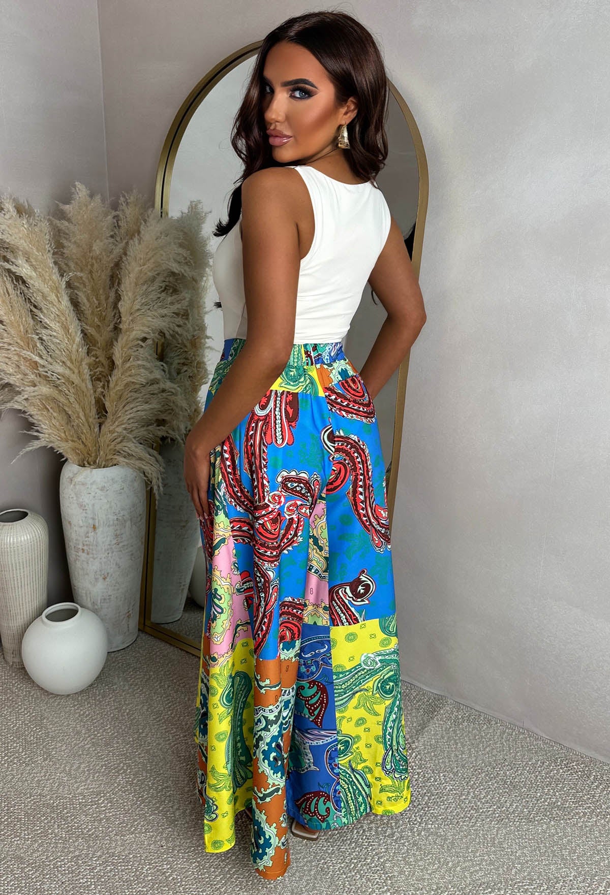 Eternal Escape Blue Printed Wide Leg Elasticated Trousers - Image 2