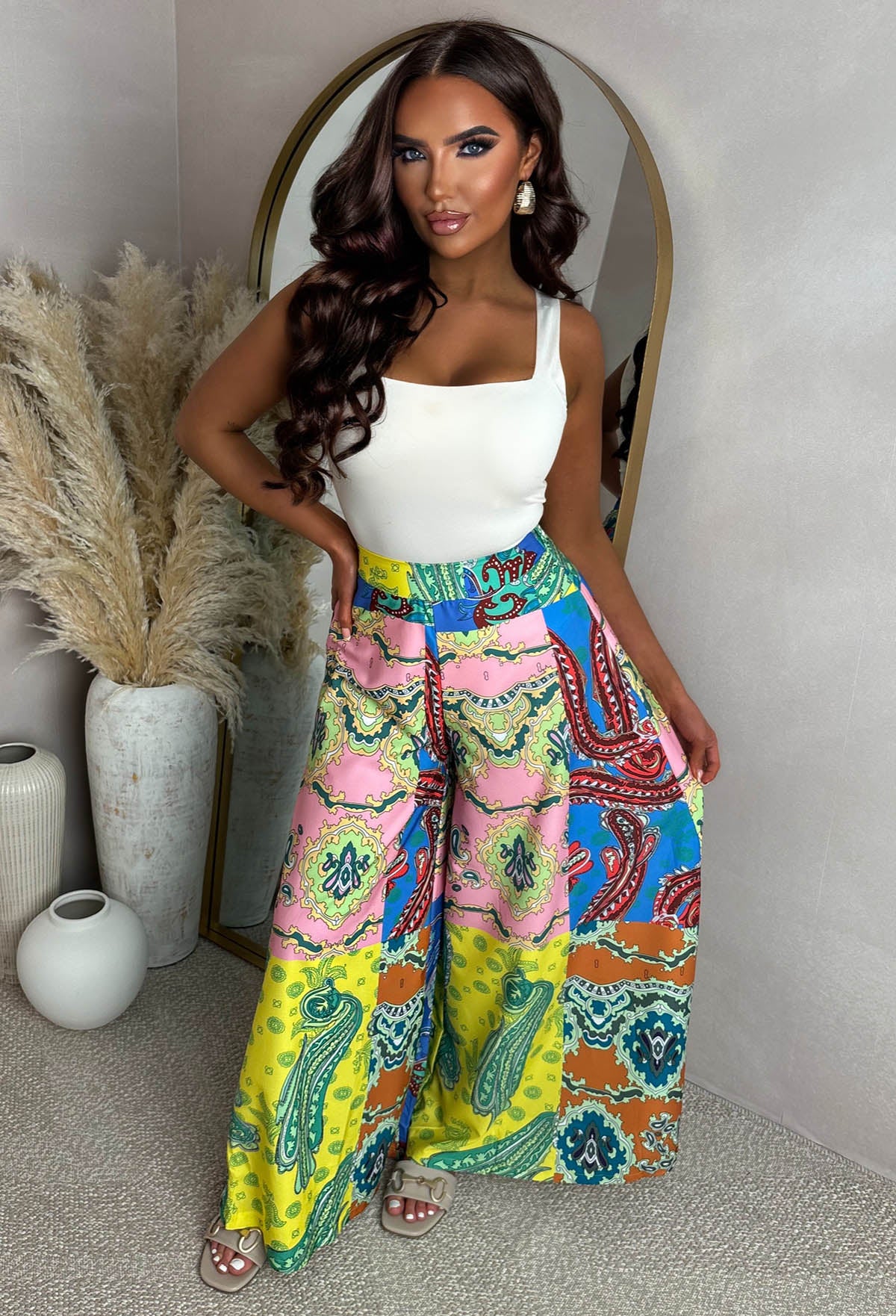 Eternal Escape Blue Printed Wide Leg Elasticated Trousers - Image 3