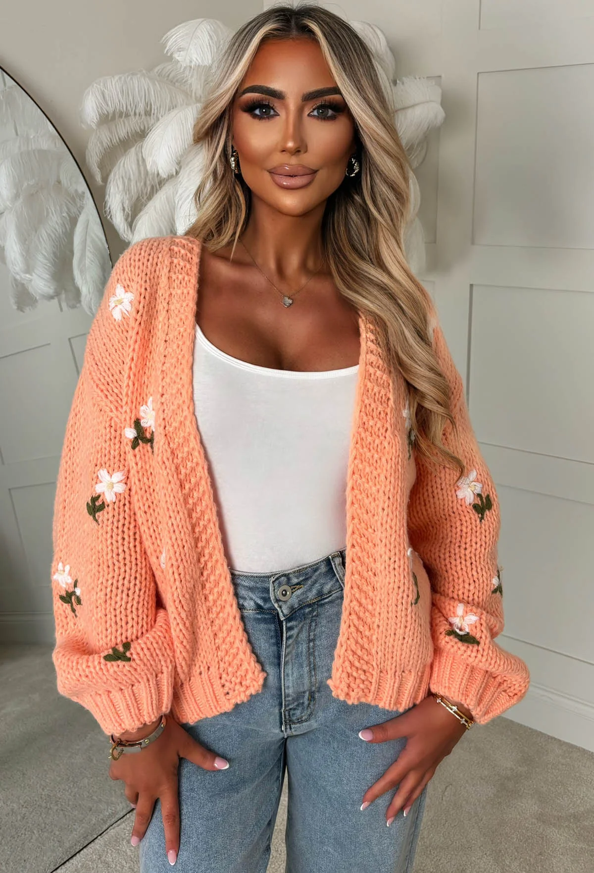Eternally Mine Coral Floral Cardigan