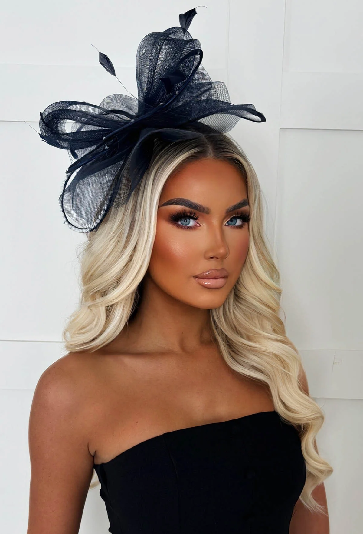 Eternity Navy Diamante Veil Fascinator - Image 2