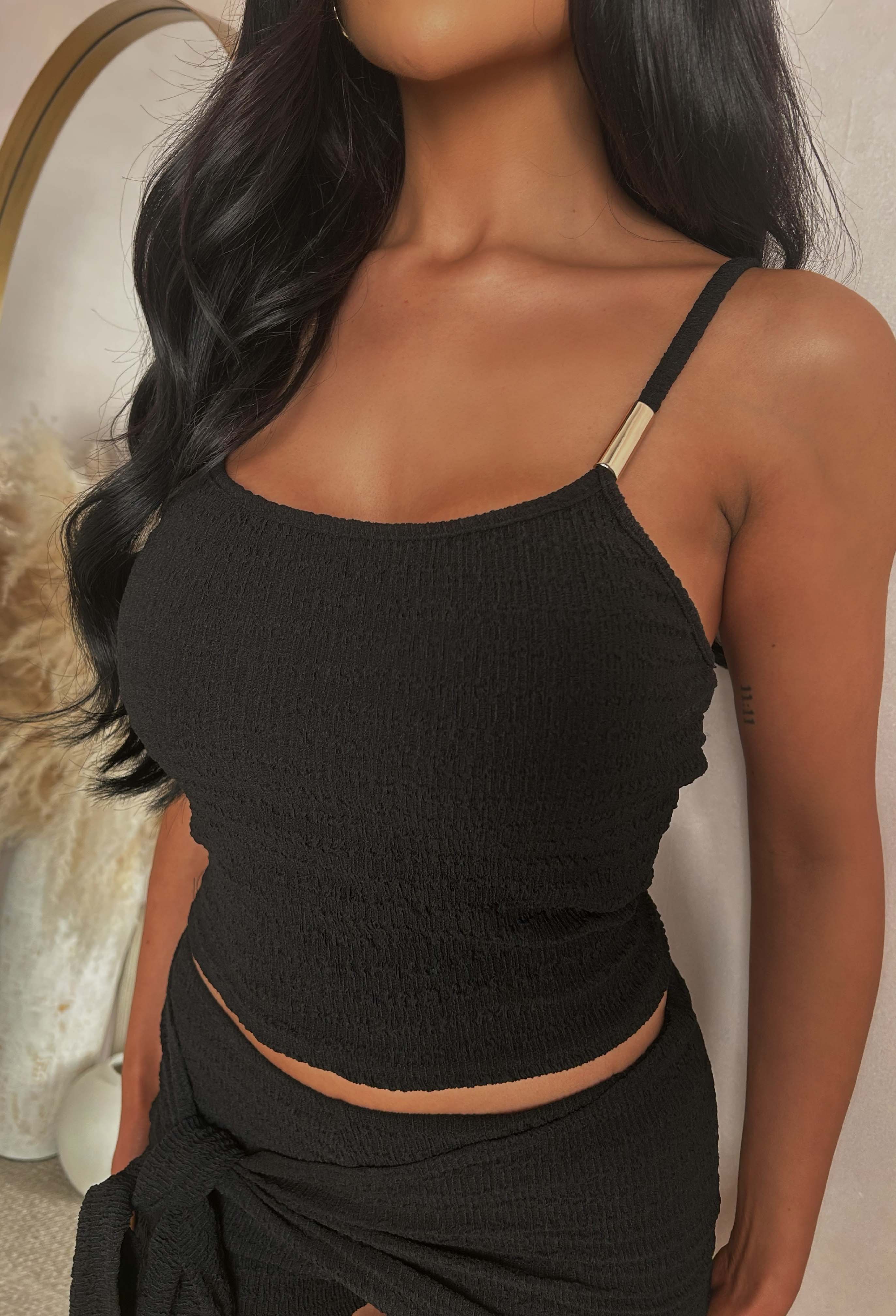 Everyday Sunshine Black Crinkle Top & Short Co-ord Set - Image 5