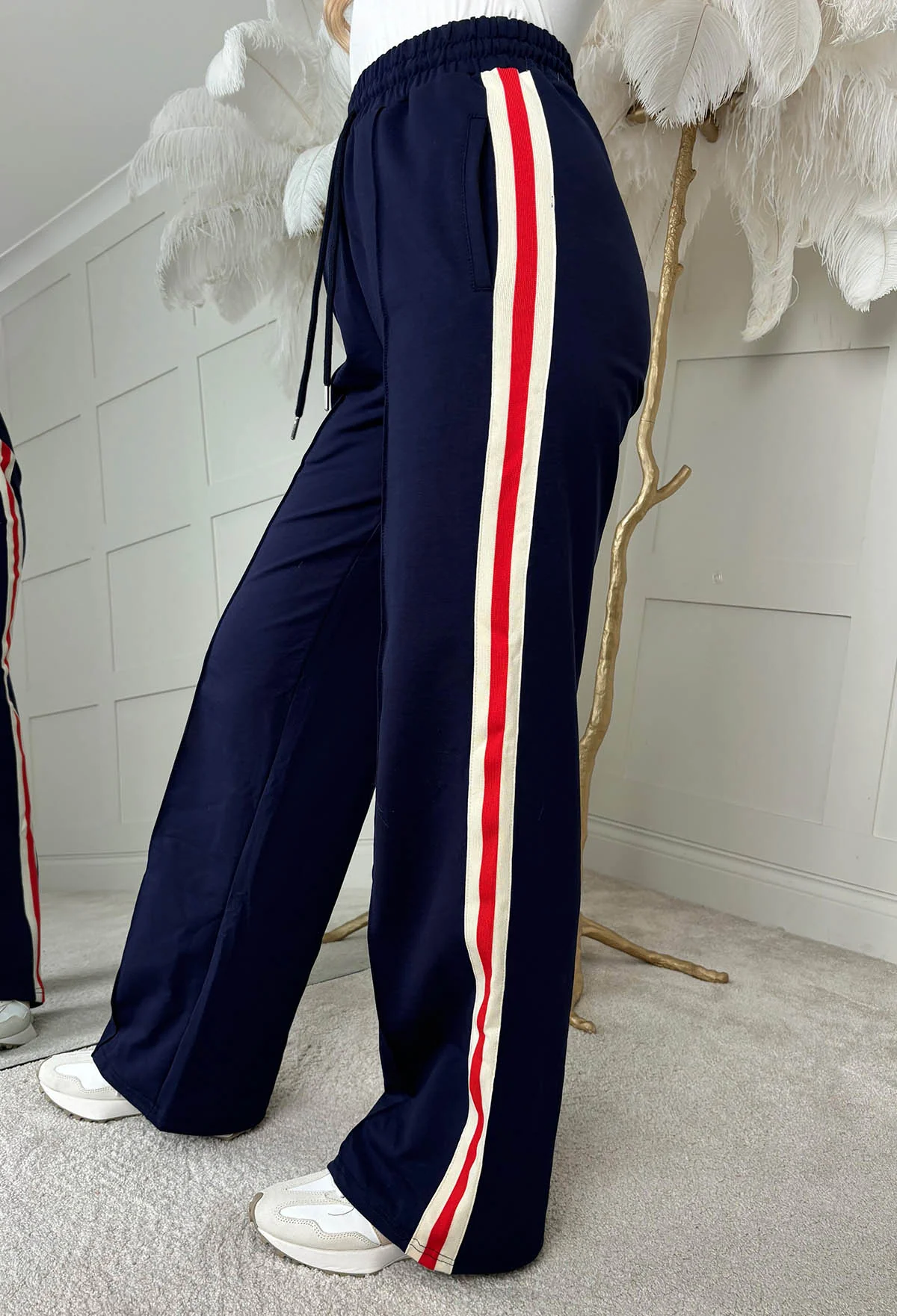 Everyday Thrills Navy Side Stripe Trousers - Image 2