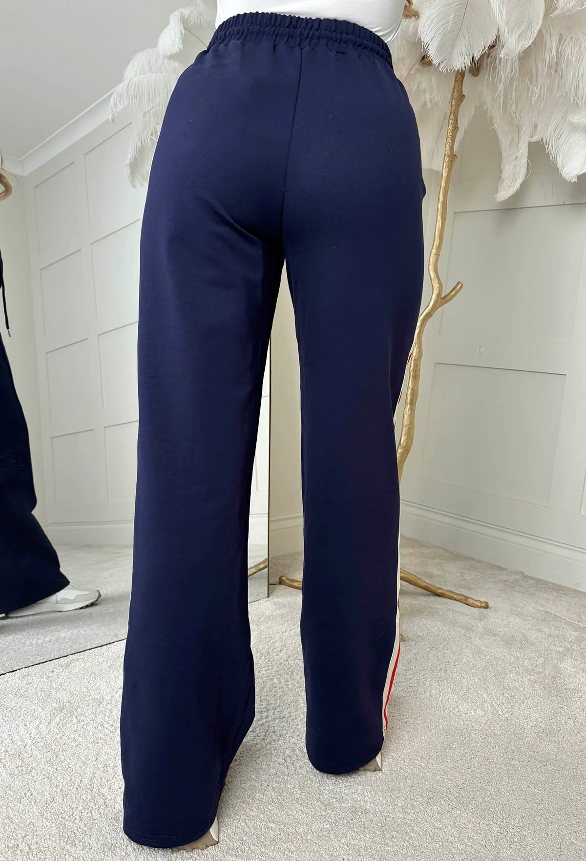 Everyday Thrills Navy Side Stripe Trousers - Image 5