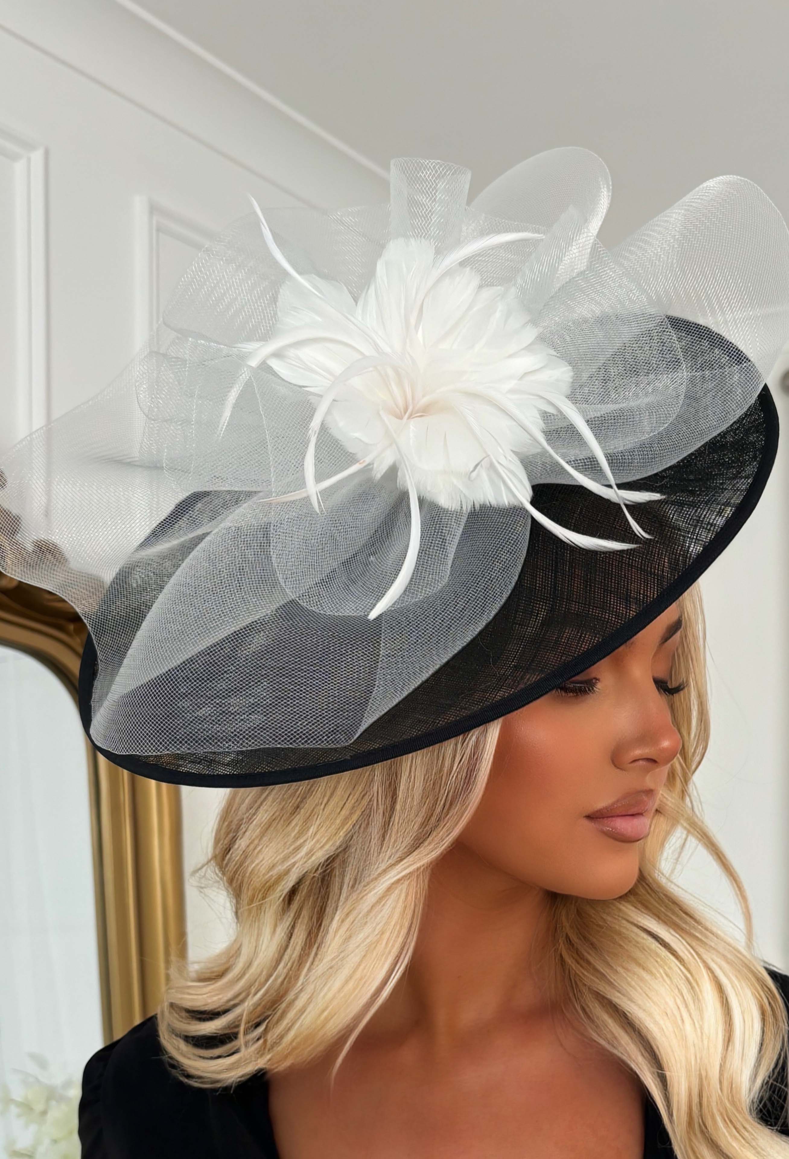 Extra Gal Black Floral Detail Fascinator - Image 2