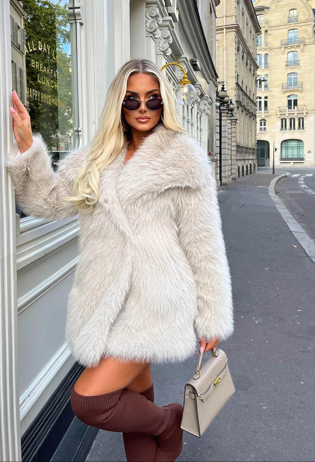 Faux Affair Natural Faux Fur Coat - Image 4