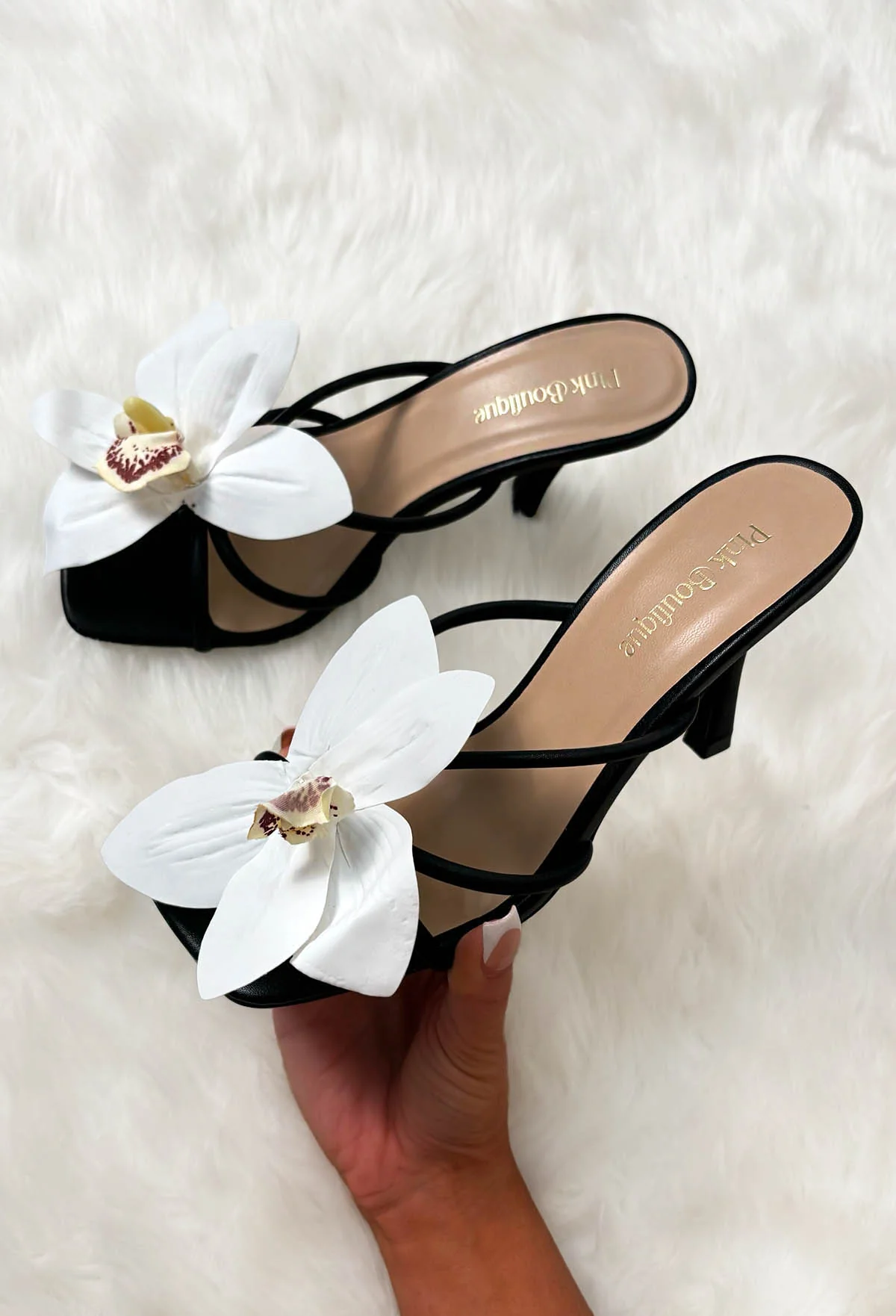 Feeling Pretty Black Flower Mules - Image 3