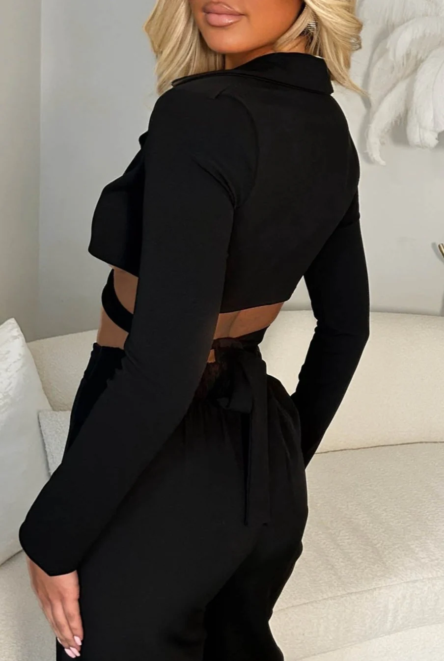 Feelings Are Strong Black Wrap Around Blazer Top - Image 2